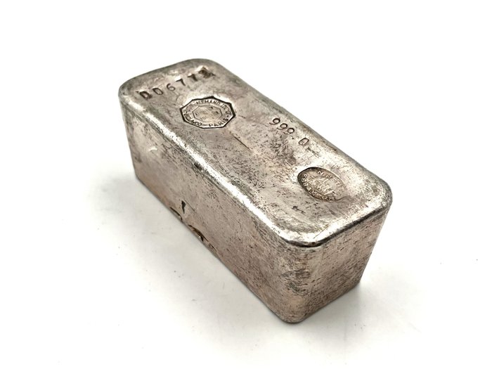 1 公斤 - 银 .999 - NO RESERVE - Old silver bar from Comptoir Lyon Alemand Louyot & Cie