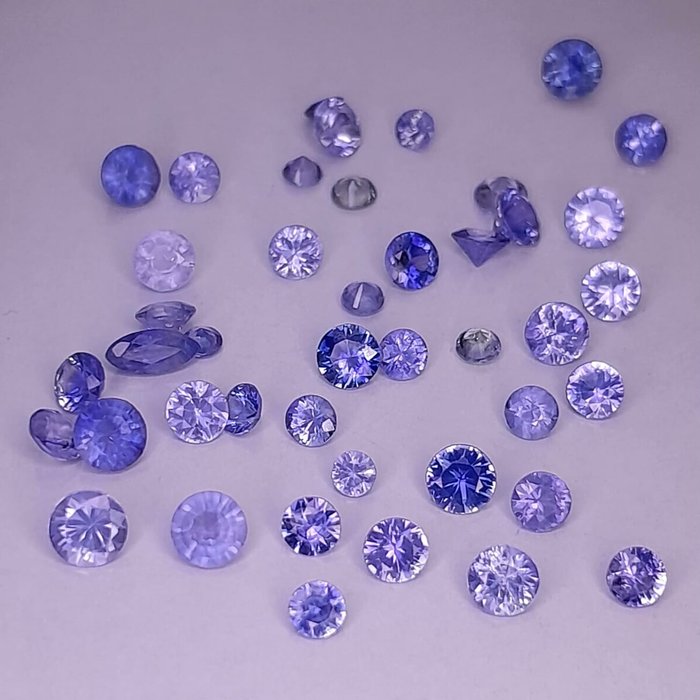 43 pcs 紫色, 蓝色 蓝宝石 - 4.64 ct