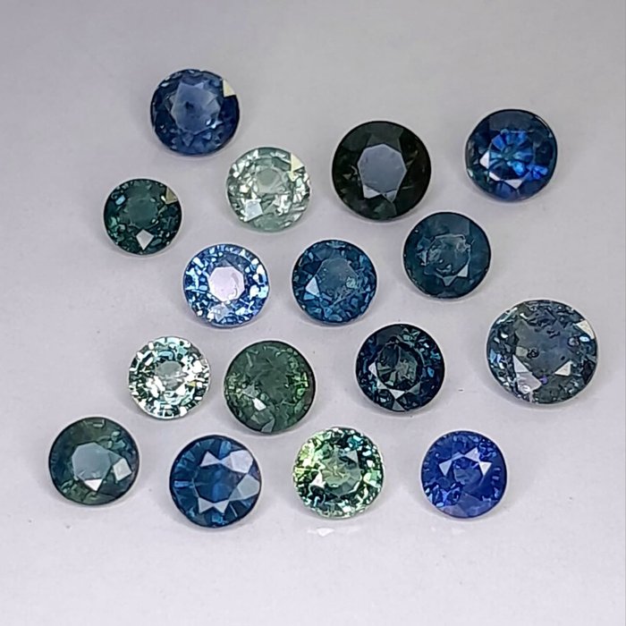 16 pcs Blue, Green Sapphire - 4.95 ct