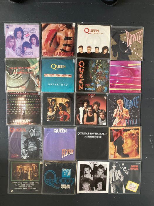 Queen, David Bowie - 20 singles of Top artists in rock/art pop - Titluri multiple - Disc vinil - Stereo - 1974