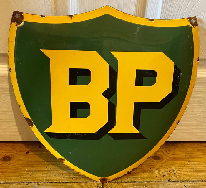 BP - British Petroleum - 琺瑯標誌牌 (1) - 石油和汽油廣告標誌 - 瑪瑙