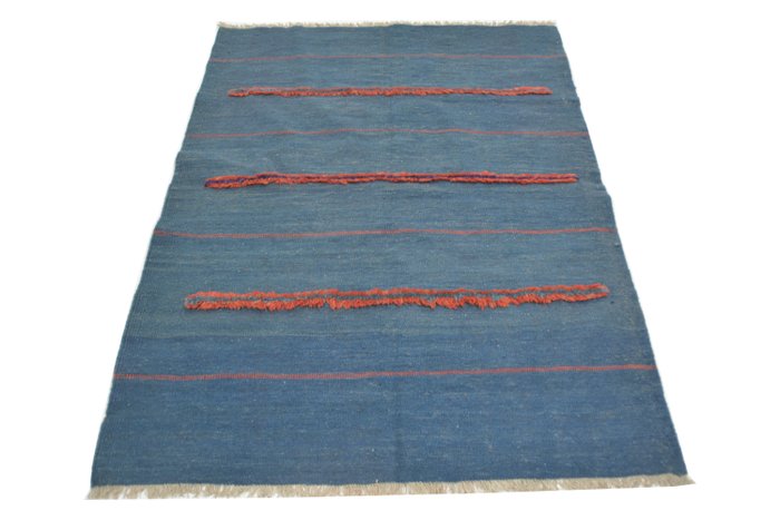 Handgeweven Ghashgai kelimwol nieuw blauw - Tapijt - 170 cm - 130 cm