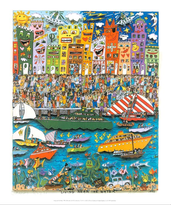 James Rizzi (after) - LIVING NEAR THE WATER 1993