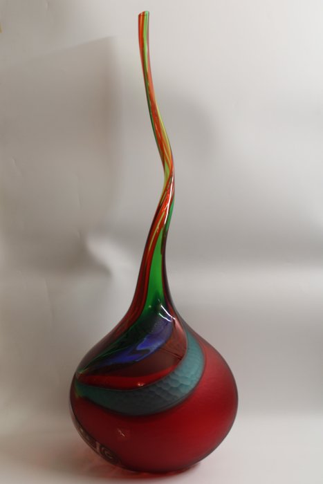 Afro Celotto - Scultura, Cipolla rosso verde chiaro - 67 cm - Vetro di Murano