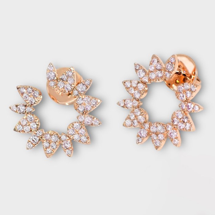 No Reserve Price - IGI 0.85 Ct - Earrings - 14 kt. Rose gold Diamond  (Natural) 