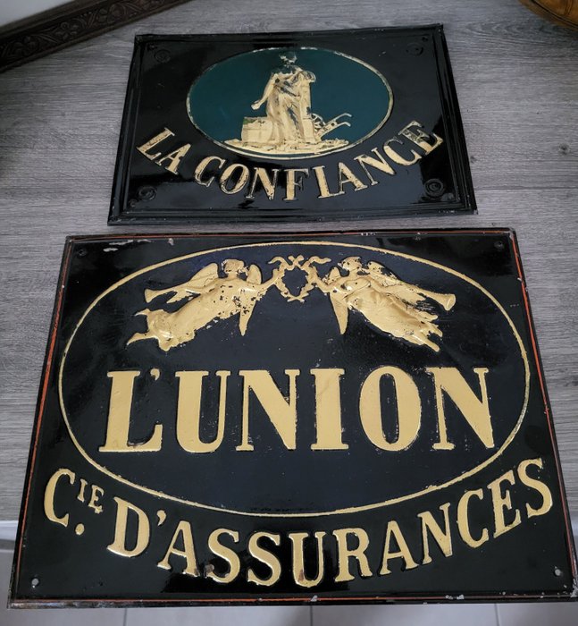L'union compagnie d'assurances - Advertising sign (2) - insurance advertising plaque - lithographed sheet metal