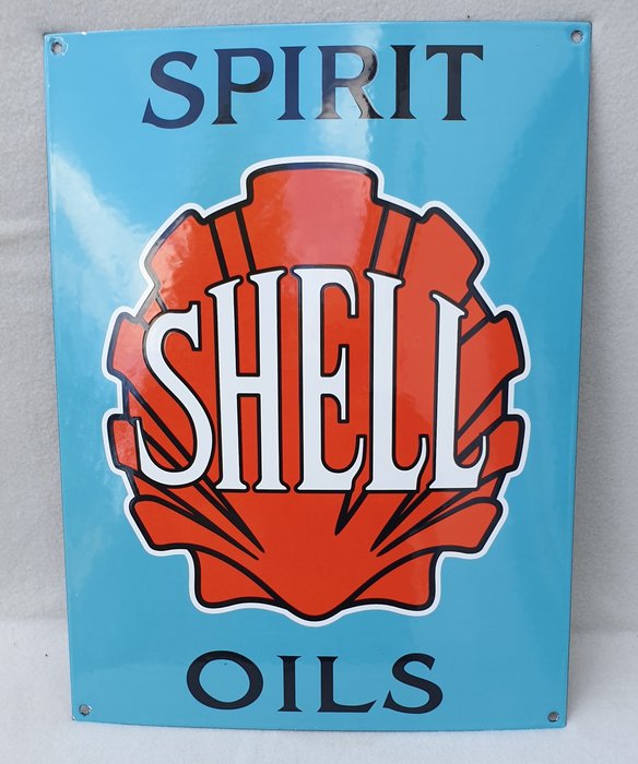 Emaljskylt - Stor emaljskylt Shell Spirit Oils