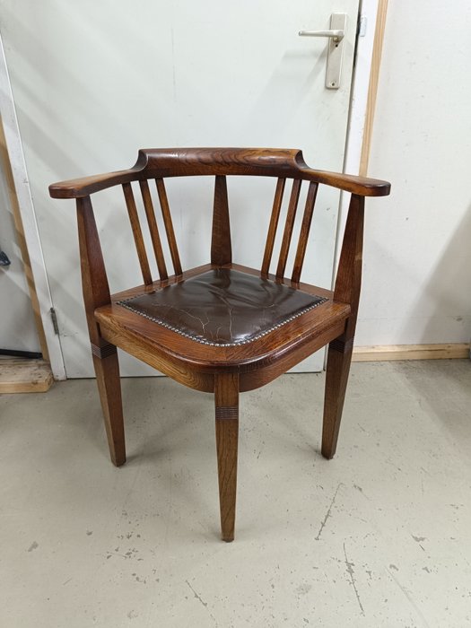 椅子 - 木, 皮革