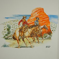 Forton, Gérald - 1 Original colour drawing - Cowboys Comic Art