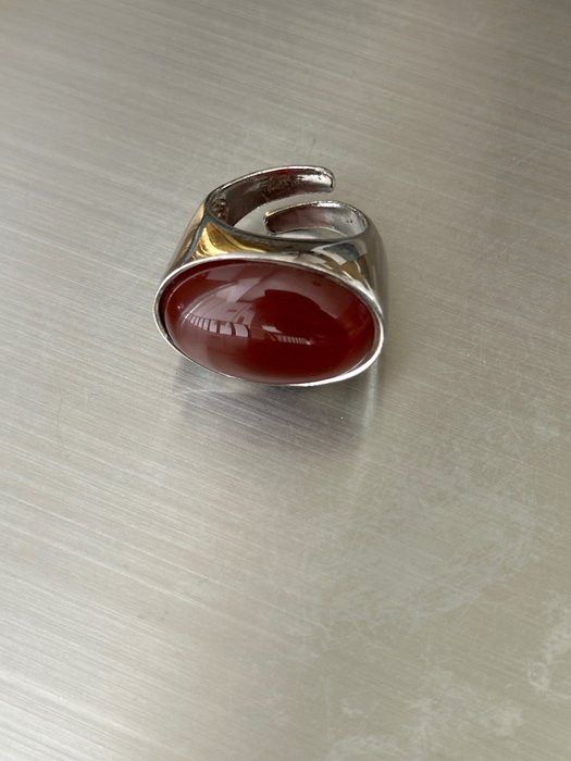 No Reserve Price - Ring Silver Carnelian 
