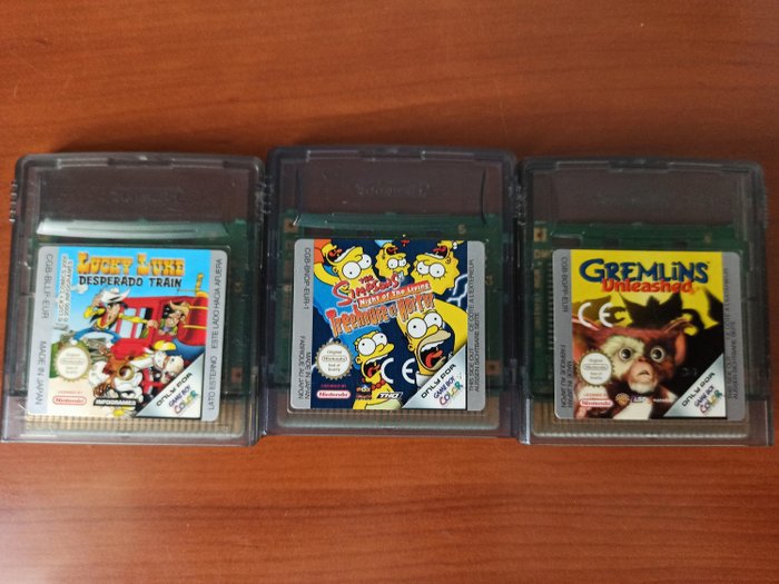 Nintendo - Gremlins + Lucky Luke + The Simpsons - Gameboy Color - Tv-spelskassett (3)
