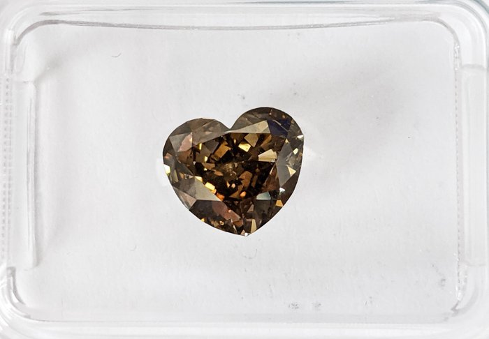 Diamant - 1.55 ct - Herz - Fancy Deep gelblich- braun - VS2, No Reserve Price