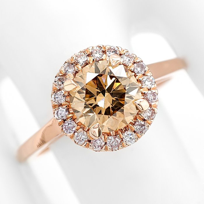沒有保留價 - 1.21 Carat Fancy and Pink Diamonds - 戒指 - 14 克拉 玫瑰金 鉆石  (淨度增強) 