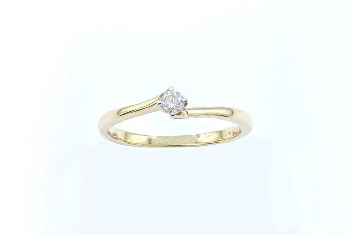 Ring - 14 kt Gelbgold -  0.10 tw. Diamant  (Natürlich) 
