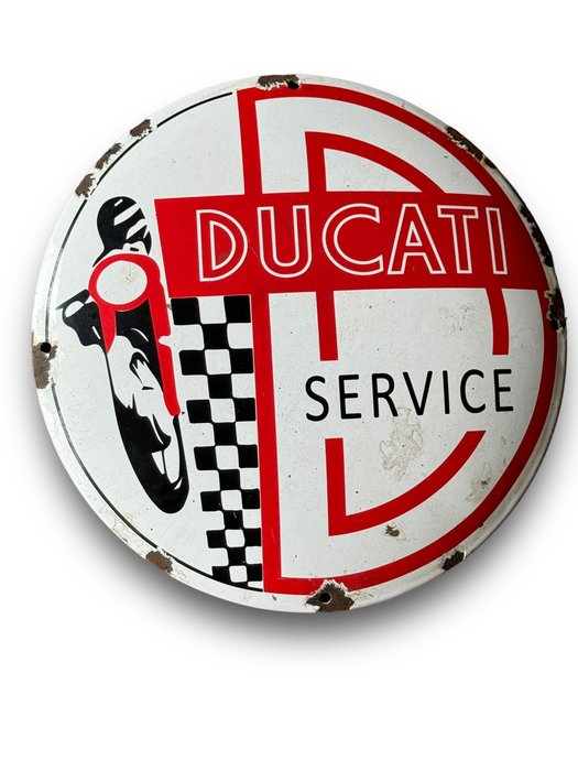 Sign - Ducati - Plaque émaillée bombée Ducati