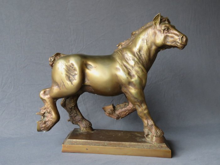 Statue, Werkpaard - 38 cm - Bronse