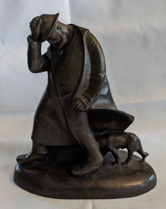 Ernst Barlach (1870-1938) - Skulptur, Schäfer im Sturm - 27.5 cm - Bronze