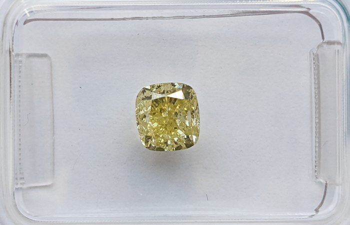 Diamond - 1.00 ct - Cushion - fancy yellow - SI2, No Reserve Price