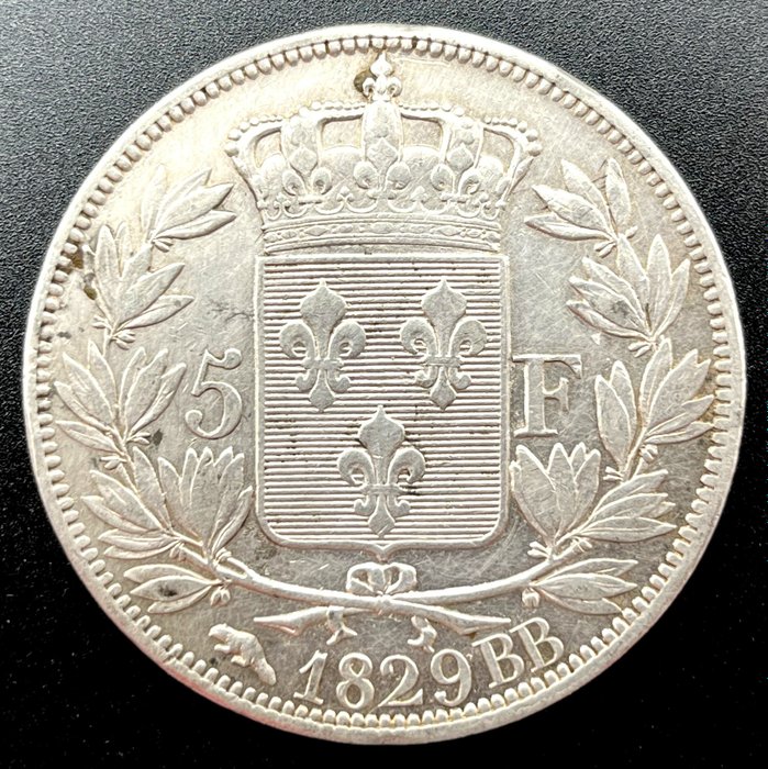Ranska. Charles X (1824-1830). 5 Francs 1829-BB, Strasbourg  (Ei pohjahintaa)