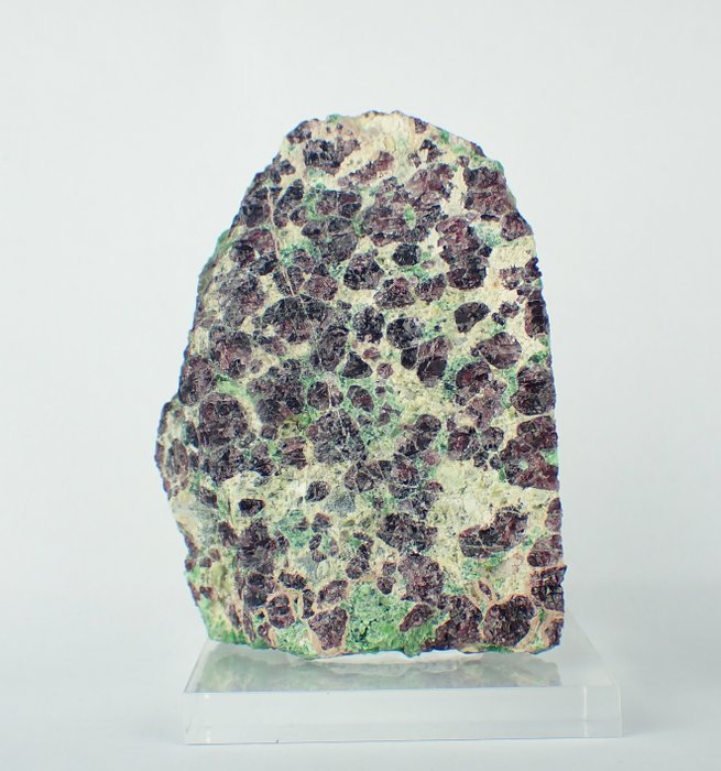 綠色鉻透輝石與紅色鎂鋁榴石 水晶 - 高度: 67 mm - 闊度: 48 mm- 163 g