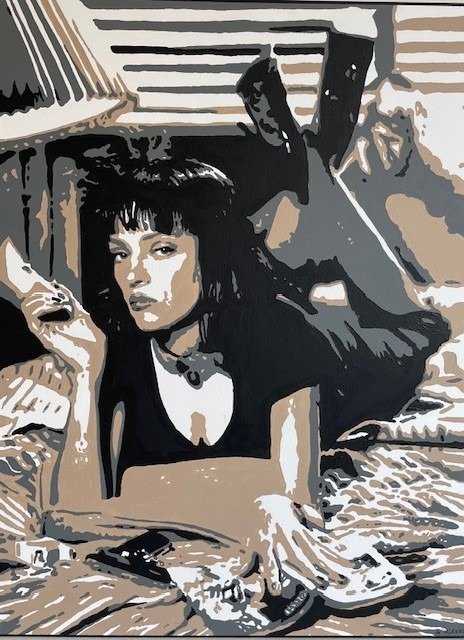 Painting - By Artist Gerke Rienks - Uma Thurman, Pulp Fiction