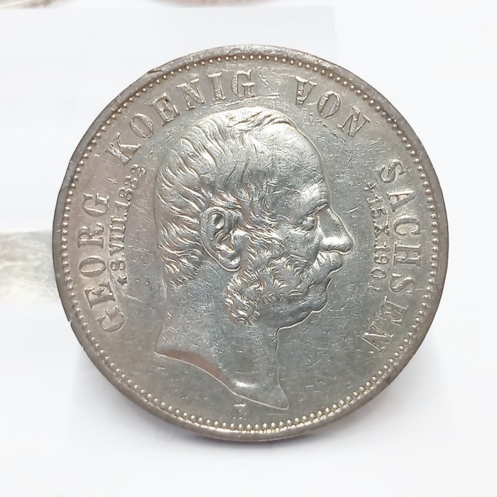 德国， 萨克斯-艾伯丁. 5 Mark , mit Datum 1904