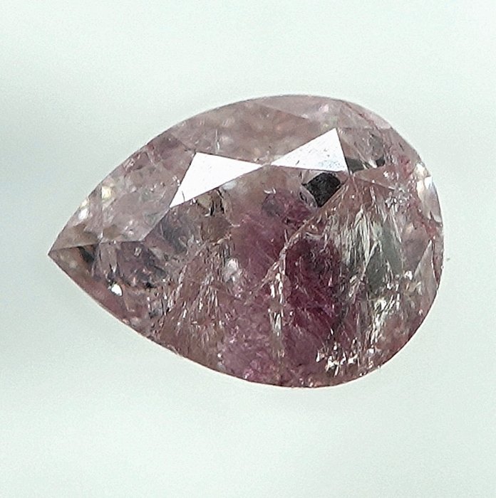 Diamant - 0.45 ct - Pære - Natural Fancy Pink - I2 - NO RESERVE PRICE