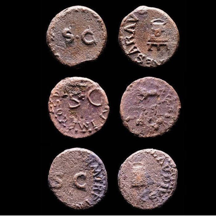 Imperio romano. Lot comprising eight (3) Imperial coins. Quadrans Claudius I. Modius & Scales  (Sin Precio de Reserva)