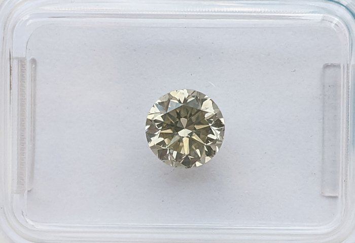 Diamant - 0.96 ct - Rond - Fancy Yellow Grey - SI2, No Reserve Price