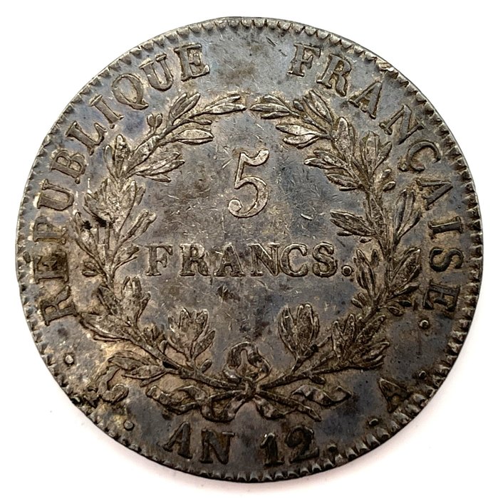 法國. 拿破崙一世 (1804-1814). 5 Francs An 12-A, Paris  (沒有保留價)