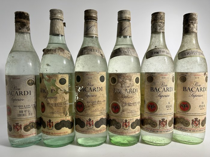 Bacardi - Carta Blanca  - b. Jaren 1970, Jaren 1980 - 70cl, 75cl - 6 flessen