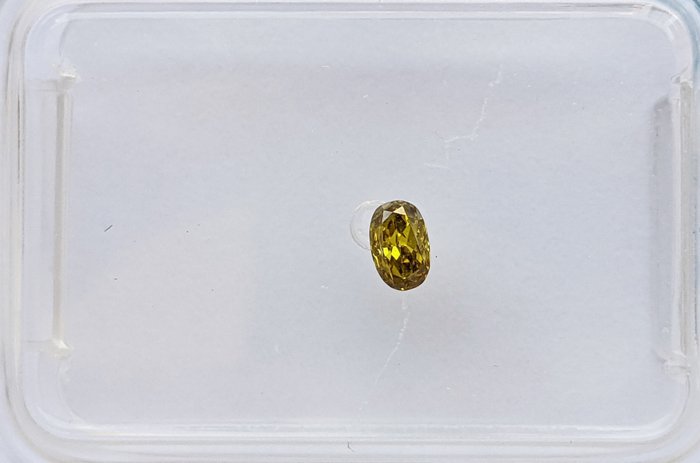 Diamant - 0.09 ct - Oval - fancy dyp grå gul - SI2, No Reserve Price