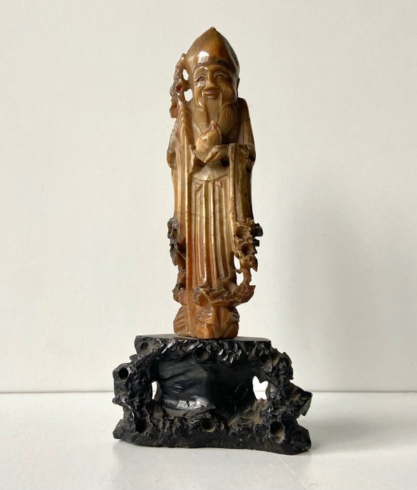Figuur Shao Lao - Pietra (minerale) - Cina - Dinastia Qing (1644-1911)  (Senza Prezzo di Riserva)