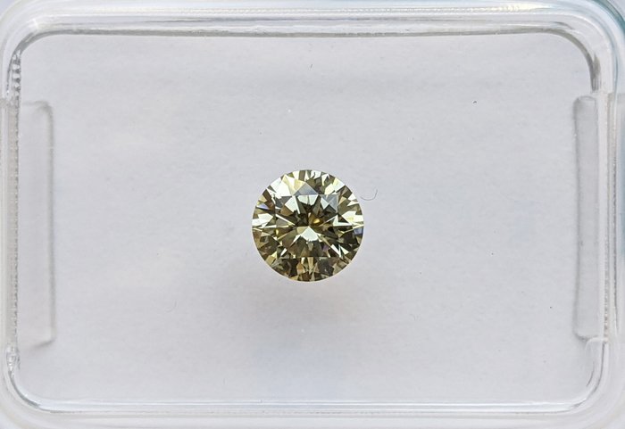 Diament - 0.37 ct - okrągły - bardzo jasny żółtawo-zielony - SI1 (z nieznacznymi inkluzjami), No Reserve Price