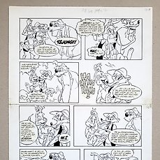 Ed van Schuijlenburg (tekeningen), Jules Coenen (inkt), Piet Zeeman (tekst) Original page - Broer Konijn - Visfeest - H 77br03 - 1977 Comic Art