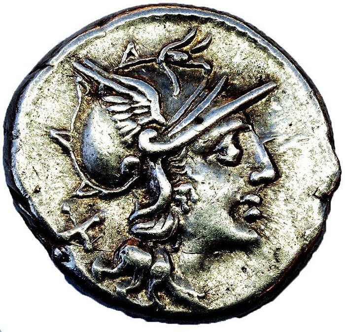 Roman Republic. Pinarius Natta. 155 BC. Denarius Rome
