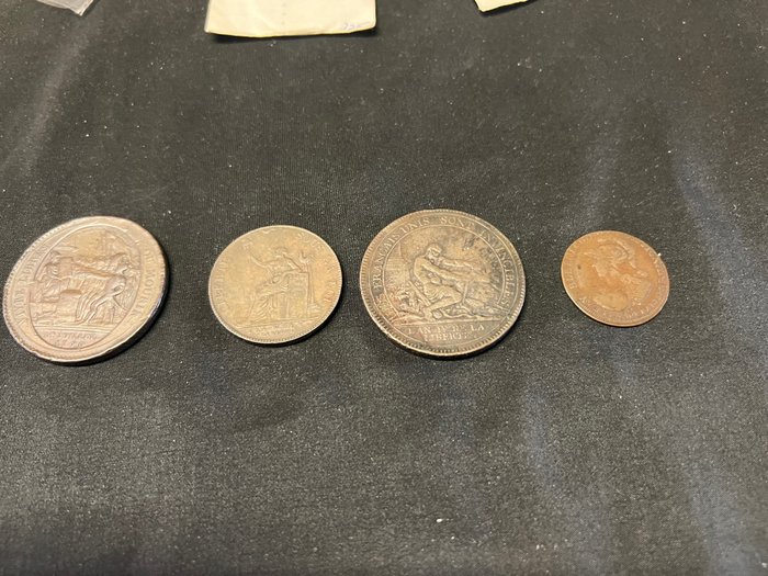 Franciaország. Lot de 4 monnaie de la période révolutionnaire, 1791/1792  (Nincs minimálár)