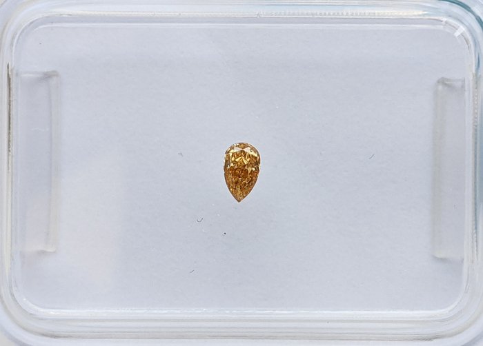 Diamant - 0.05 ct - Pară - maro gălbui modern - VS2, No Reserve Price