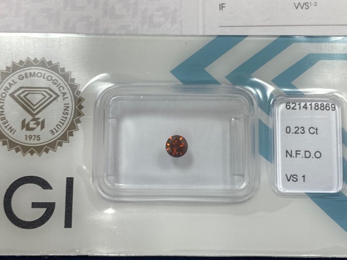 1 pcs 鑽石 - 0.23 ct - 圓形 - Fancy dark orange - VS1, No reserve price