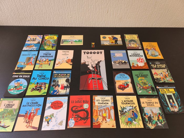 Belgium - superb collection of 26 postcards & 1 pins from the adventures of tintin collection - Postcard (27) - 2000-1978