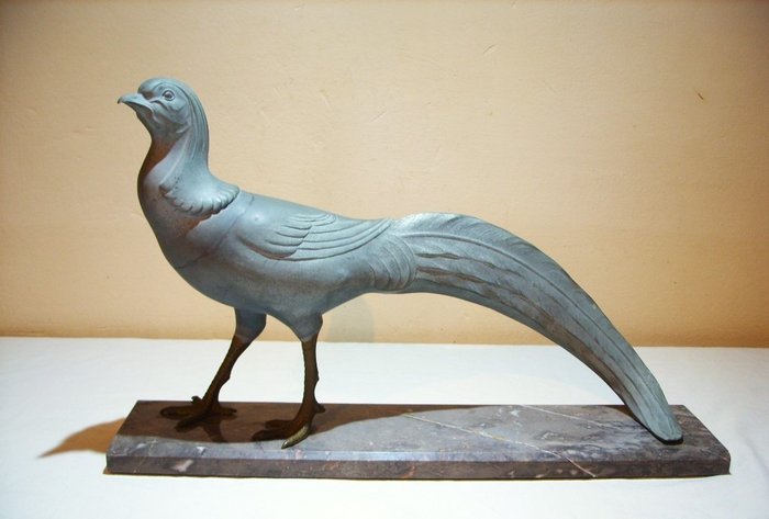 雕像, Fazant - 48 cm - 規則大理石 - 1920