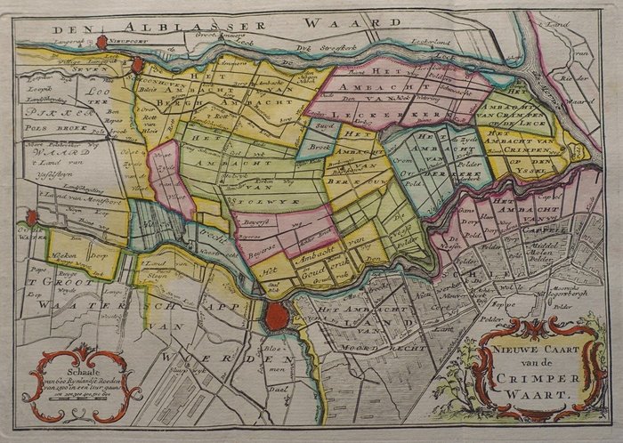 Olanda, Hartă - Krimpenerwaard / Gouda; H de Leth - Nieuwe Caart van de Crimper Waart. - 1740
