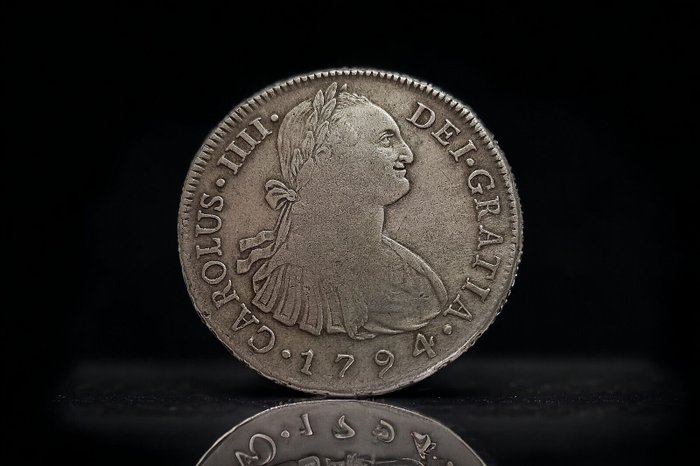 Espanha. Carlos IV (1788-1808). 8 Reales 1794 Lima IJ