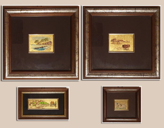 Thematische Sammlung - Sammlung künstlerischer Miniaturen auf 22-Karat-Blattgold. -verschiedene Themen - Greggio ed altri