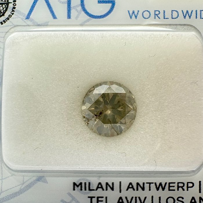 1 pcs Diamant - 1.00 ct - Rund - Hellgrau - I1, No Reserve Price!