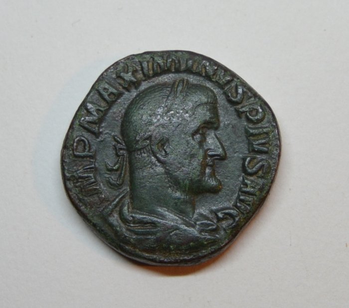 Império Romano. Maximino Trácio (235-238 d.C.). Sestertius Rom - FIDES MILITVM  (Sem preço de reserva)
