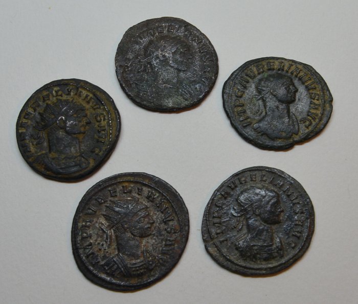 Romerska riket. Aurelian (AD 270-275). 5 Münzen  (Utan reservationspris)