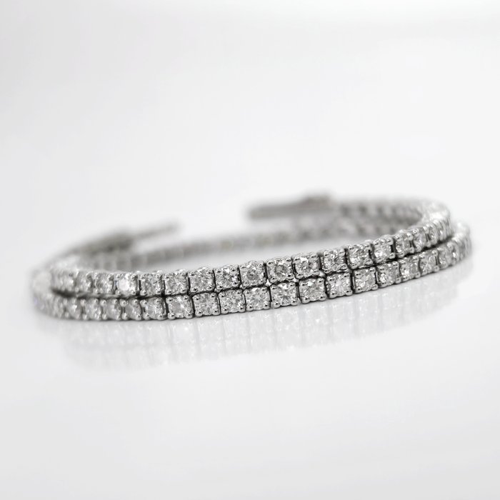Ingen mindstepris - 1.85 ct F to G Diamond Designer Tennis Bracelet - 5.71 gr - Tennisarmbånd - 14 karat Hvidguld Diamant  (Natur)