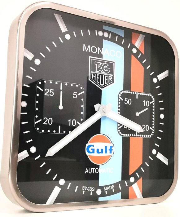 Horloge murale - Concessionnaire TAG Heuer Monaco Gulf Limited Edition - Moderne - Aluminium, Plastique, Verre (vitrail) - 2010-2020
