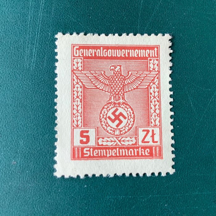 Gobierno general 1945 - Marca de sello: Águila con esvástica - Michel